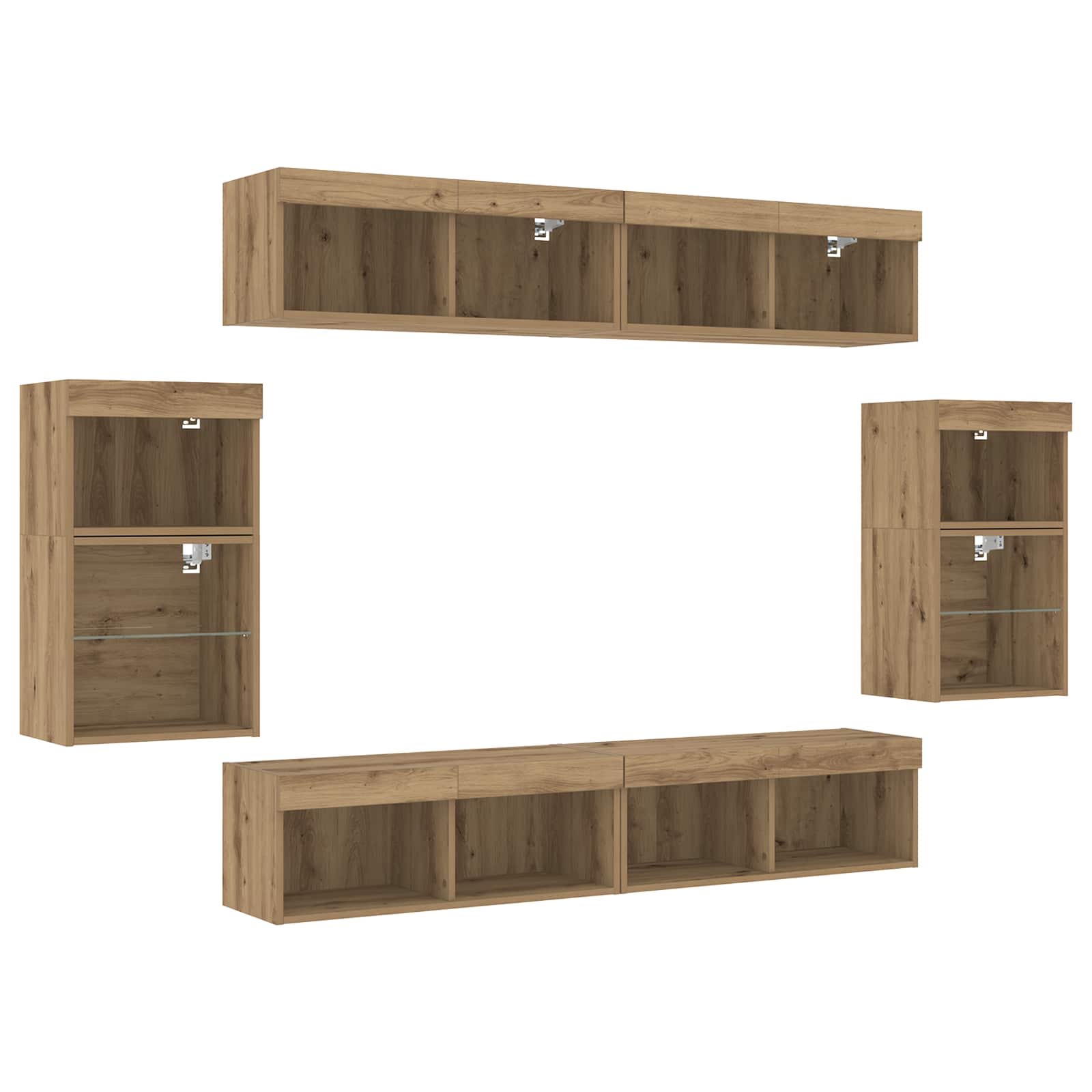 Σετ επίπλου τηλεόρασης 8 pcs artisan δρυς Επεξεργασμένο ξύλο