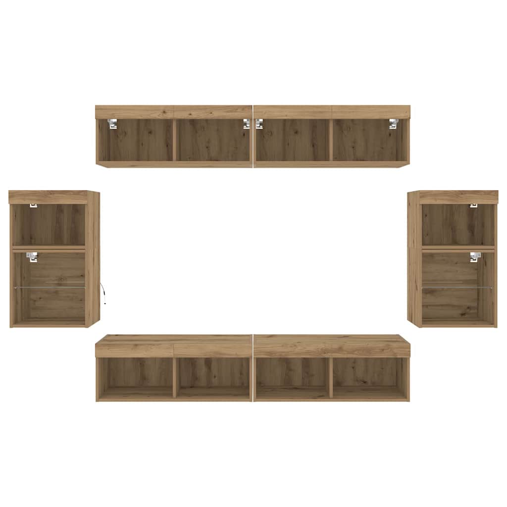 Σετ επίπλου τηλεόρασης 8 pcs artisan δρυς Επεξεργασμένο ξύλο