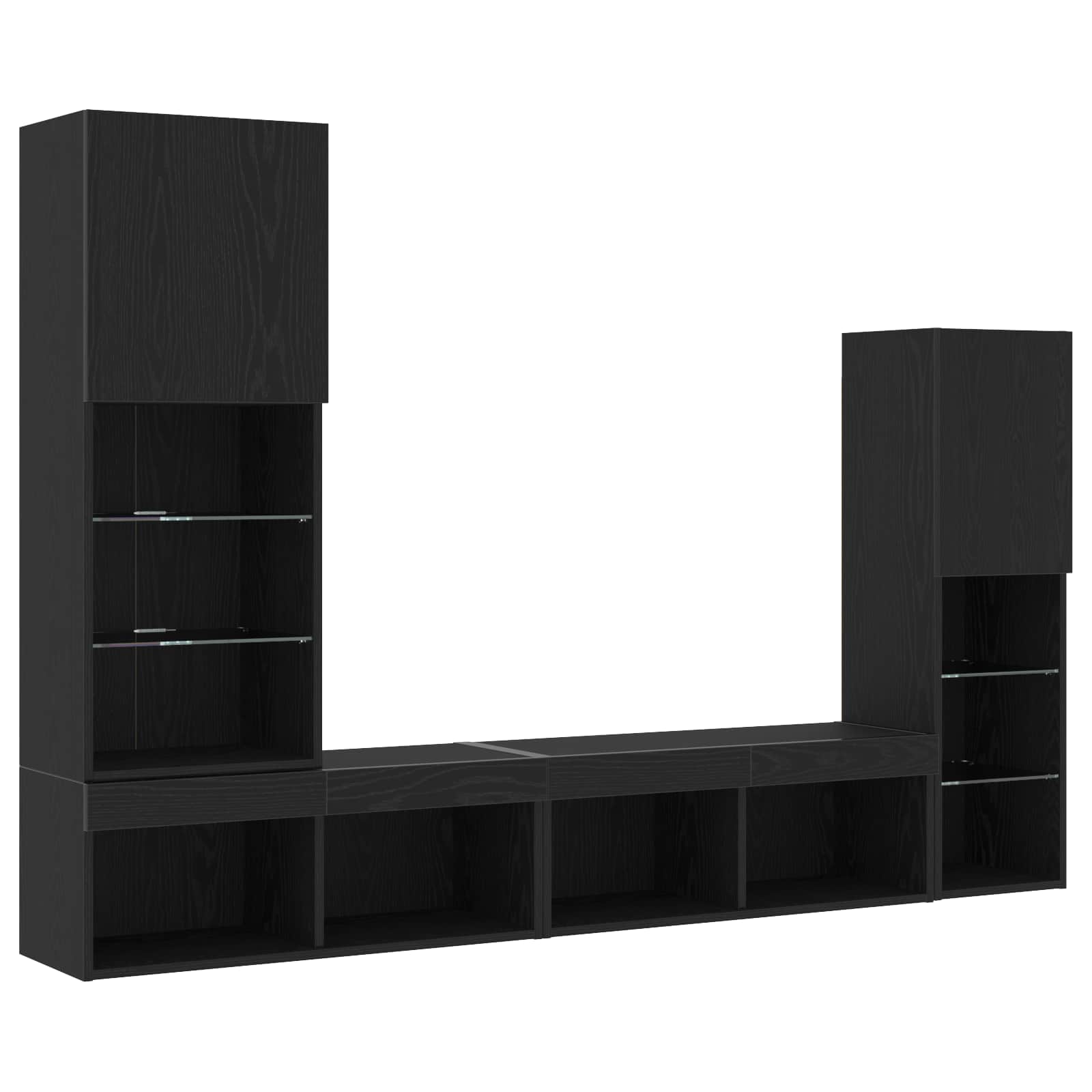 Ντουλάπι TV 4 pcs Μαύρη δρυς Επεξεργασμένο ξύλο - Pakobazaar