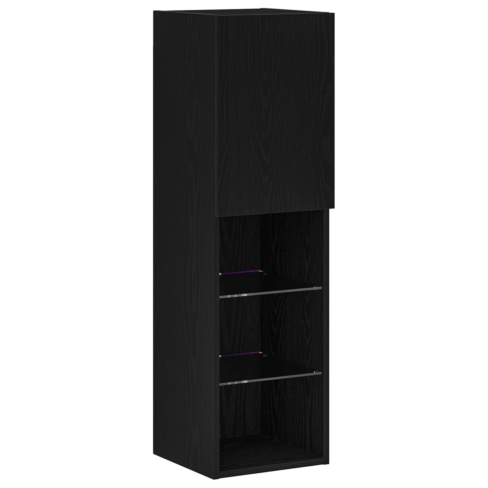 Ντουλάπι TV 4 pcs Μαύρη δρυς Επεξεργασμένο ξύλο - Pakobazaar