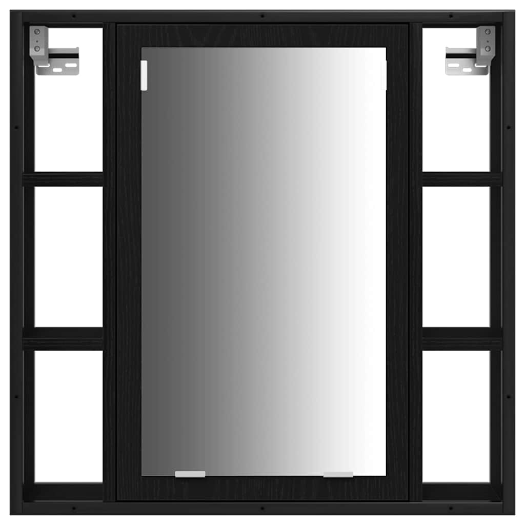 Σετ Επίπλων Μπάνιου με ράφι 3 pcs Μαύρη Οξυά Επεξεργασμένο ξύλο - Pakobazaar