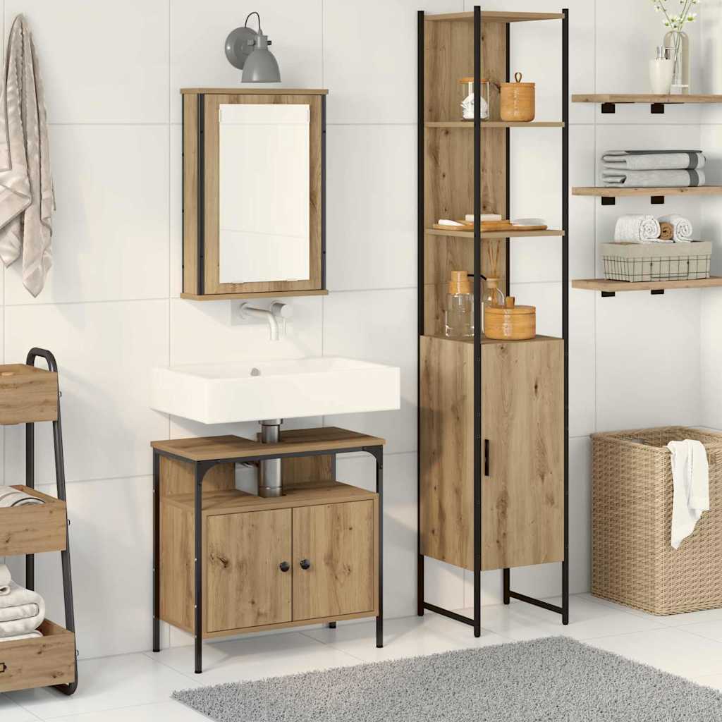 Σετ Επίπλων Μπάνιου 3 pcs Artisan Oak Επεξεργασμένο ξύλο - Pakobazaar