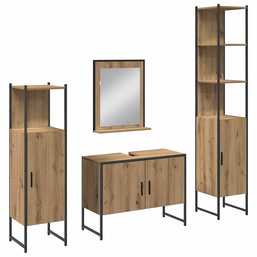 Σετ Επίπλων Μπάνιου 4 τμχ. Καφέ 33 x 33 x 185,5 εκ - Pakobazaar