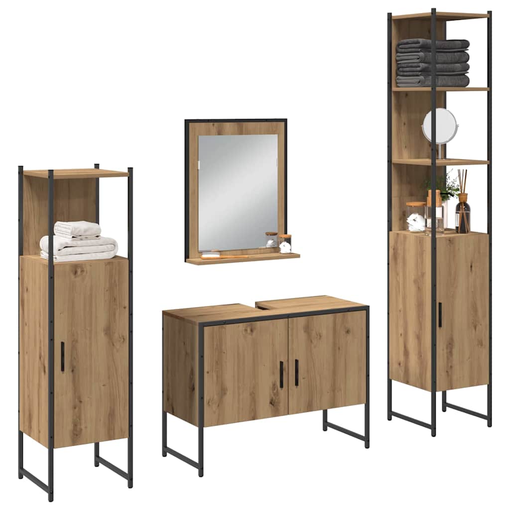 Σετ Επίπλων Μπάνιου 4 τμχ. Καφέ 33 x 33 x 185,5 εκ - Pakobazaar