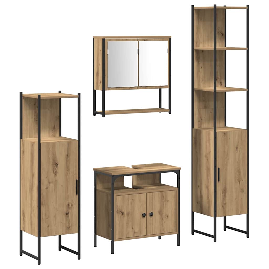 Σετ Επίπλων Μπάνιου 4 pcs artisan δρυς Επεξεργασμένο ξύλο - Pakobazaar