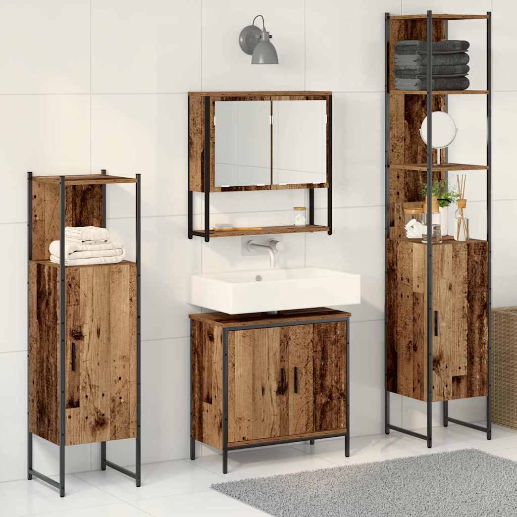 Σετ Επίπλων Μπάνιου με αποθήκευση 4 pcs Καφέ 33 x 33 x 185.5 εκ