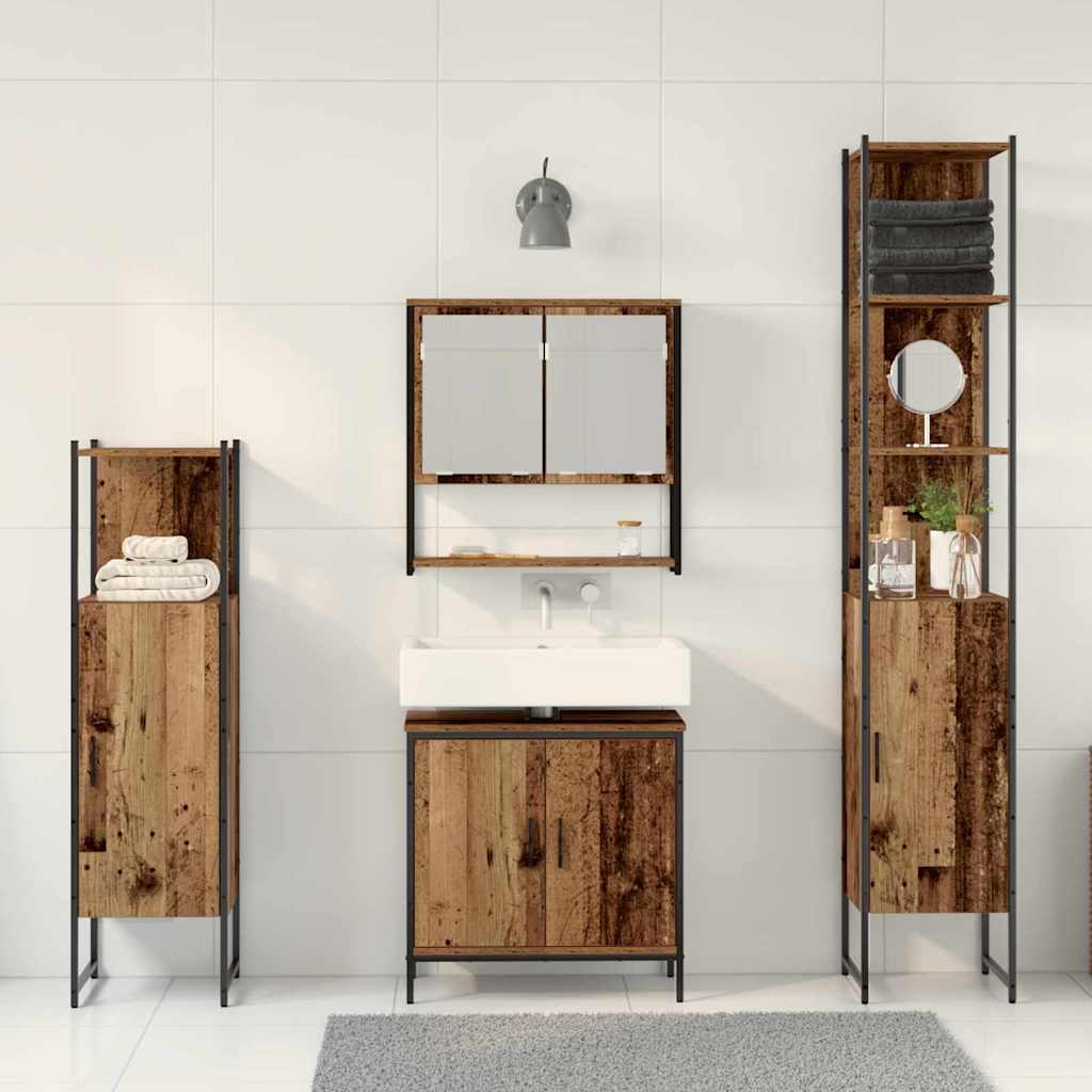Σετ Επίπλων Μπάνιου με αποθήκευση 4 pcs Καφέ 33 x 33 x 185.5 εκ