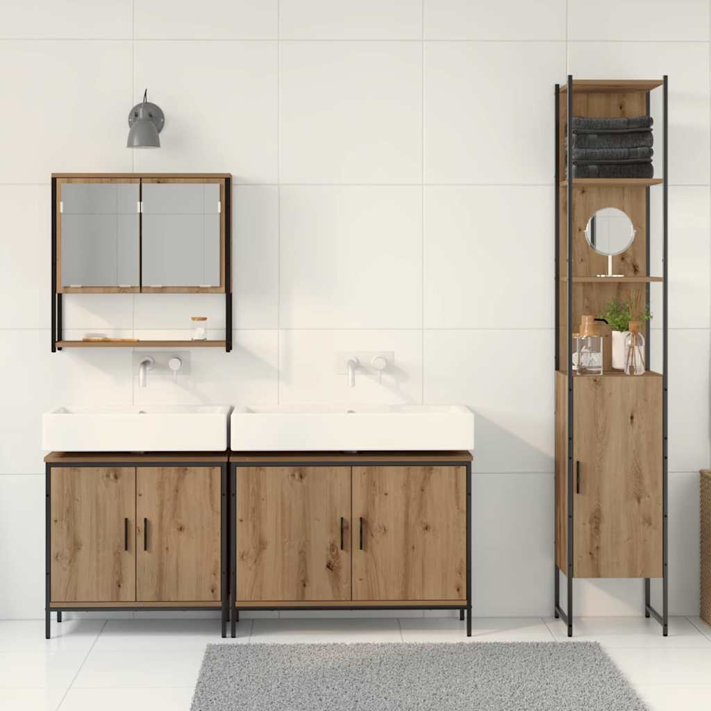 Σετ Επίπλων Μπάνιου 4 τμχ. Καφέ 33 x 33 x 185,5 εκ - Pakobazaar