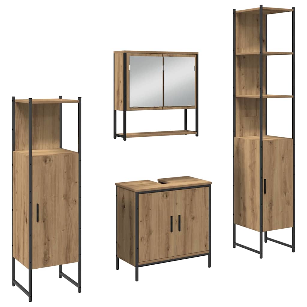 Σετ Επίπλων Μπάνιου 4 τμχ. Καφέ 33 x 33 x 185,5 εκ - Pakobazaar