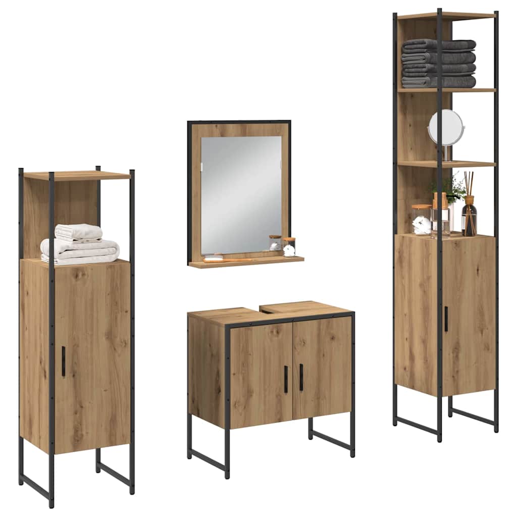 Σετ Επίπλων Μπάνιου 4 τμχ. Καφέ 33 x 33 x 185,5 εκ - Pakobazaar