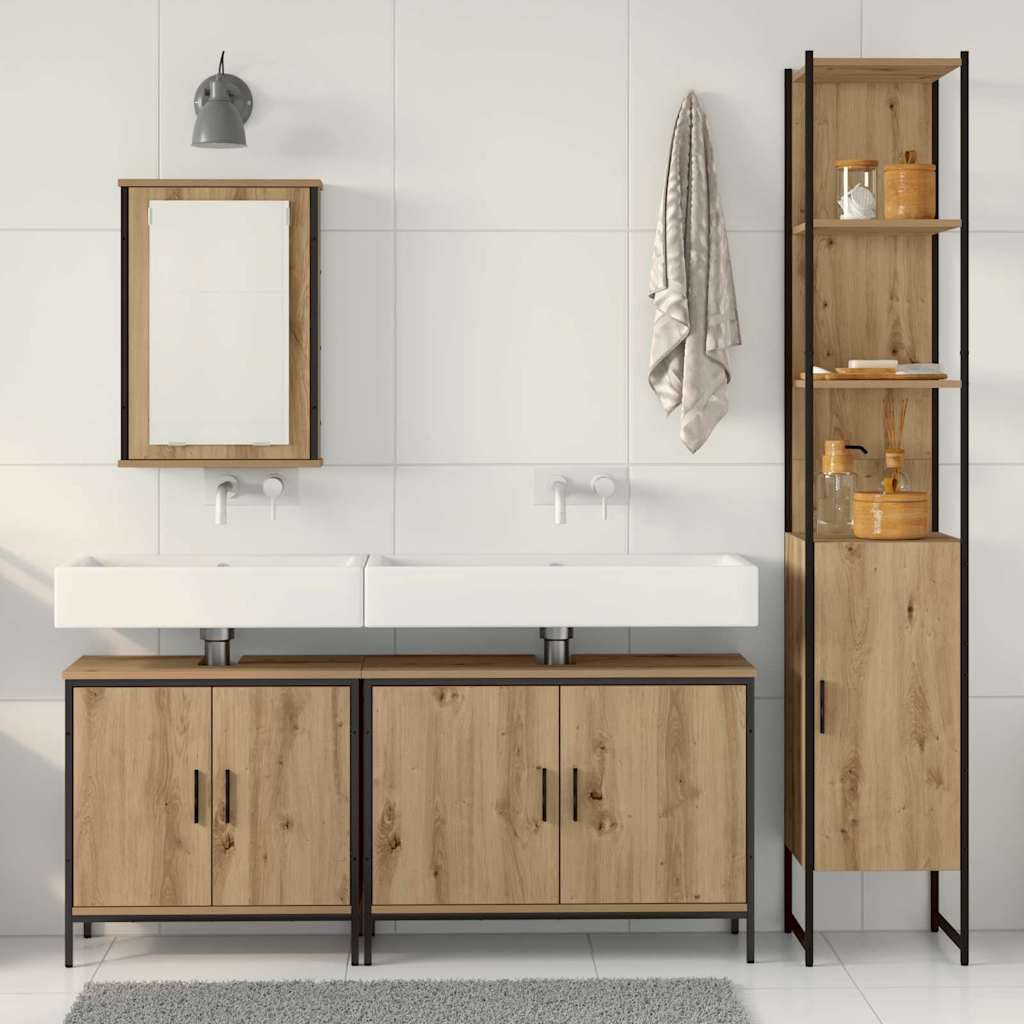 Σετ Επίπλων Μπάνιου 4 τμχ. Καφέ 33 x 33 x 185,5 εκ - Pakobazaar