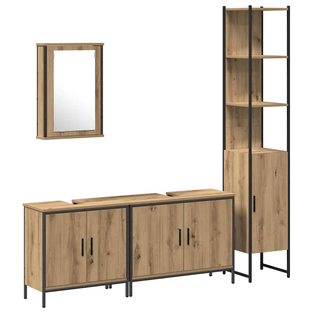 Σετ Επίπλων Μπάνιου 4 τμχ. Καφέ 33 x 33 x 185,5 εκ - Pakobazaar