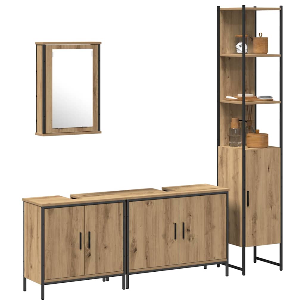 Σετ Επίπλων Μπάνιου 4 τμχ. Καφέ 33 x 33 x 185,5 εκ - Pakobazaar