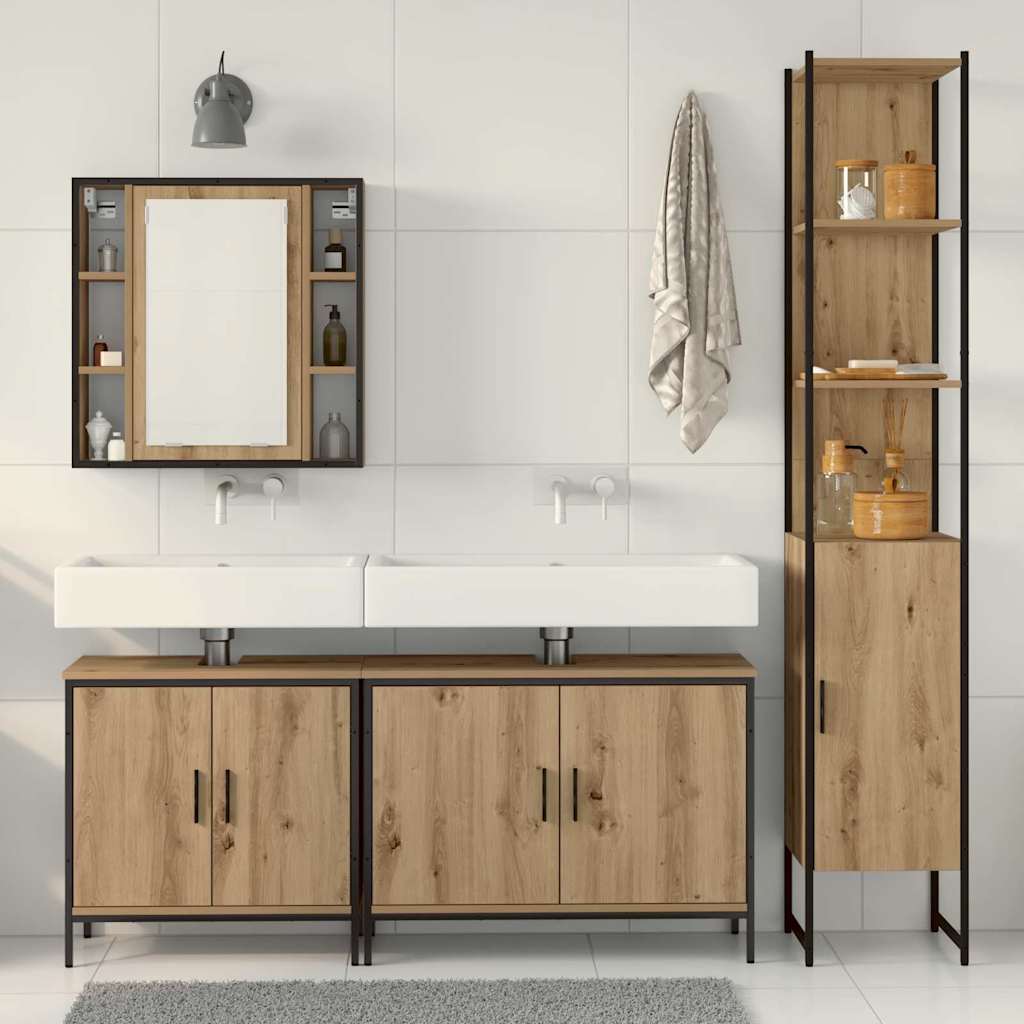 Σετ Επίπλων Μπάνιου 4 τμχ. Καφέ 33 x 33 x 185,5 εκ - Pakobazaar