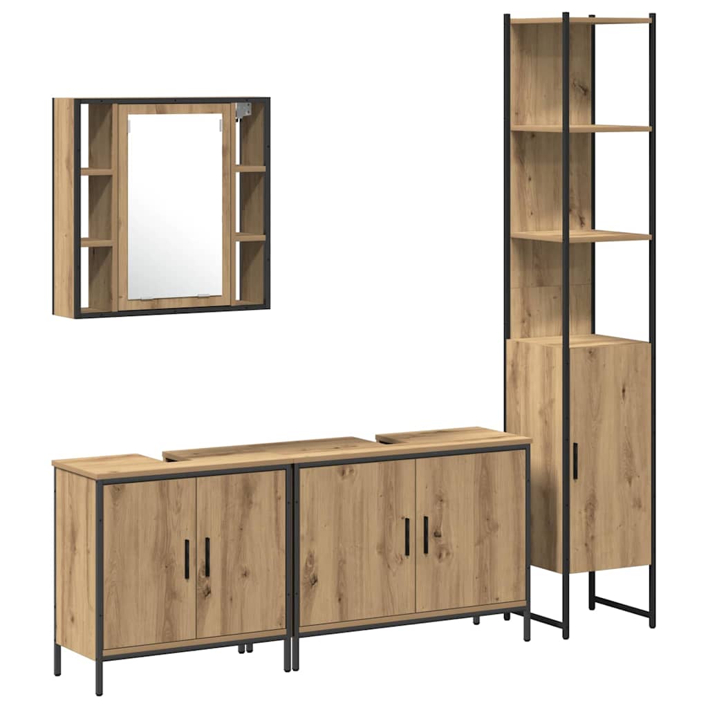 Σετ Επίπλων Μπάνιου 4 τμχ. Καφέ 33 x 33 x 185,5 εκ - Pakobazaar