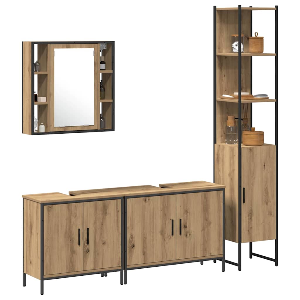 Σετ Επίπλων Μπάνιου 4 τμχ. Καφέ 33 x 33 x 185,5 εκ - Pakobazaar