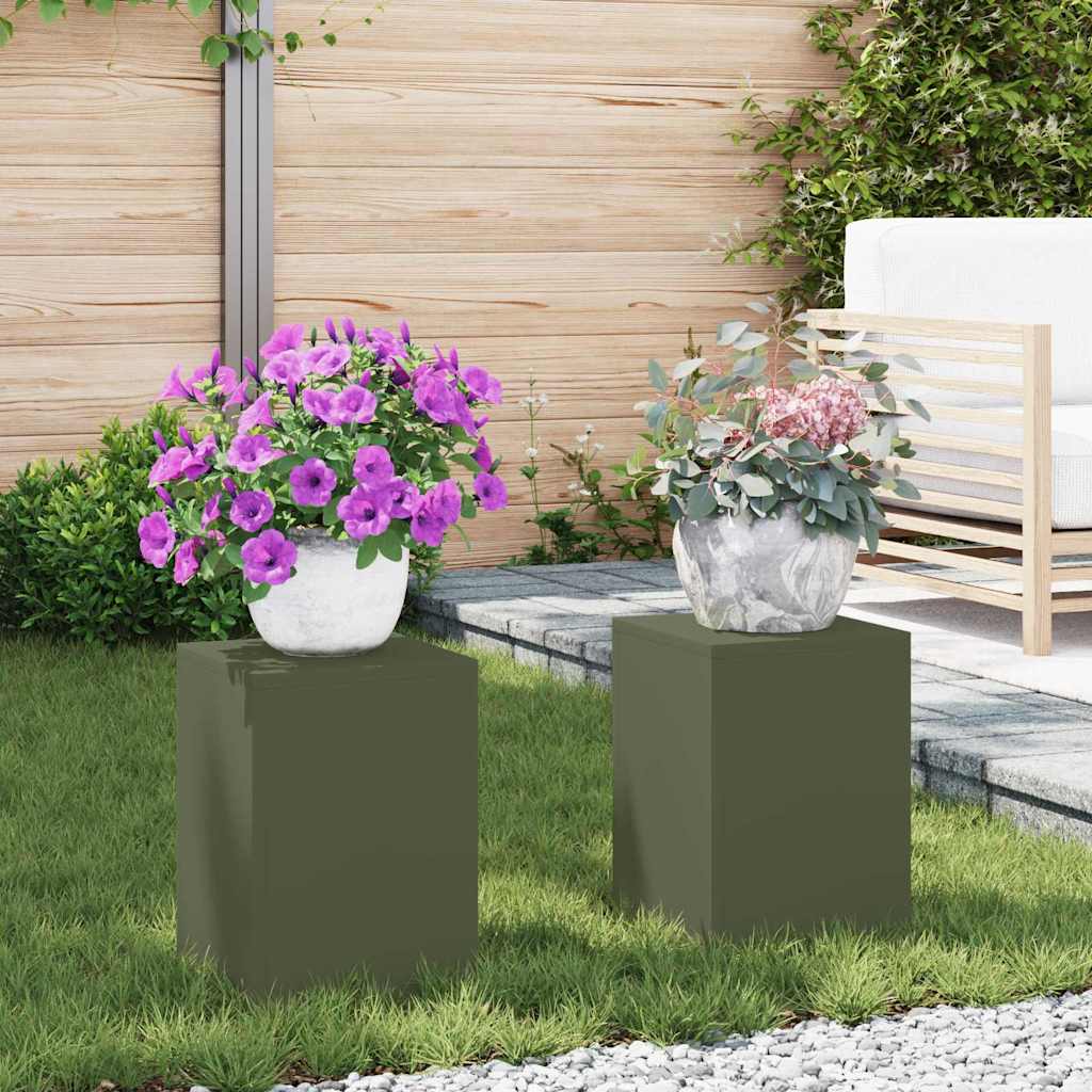 Βάση φυτών 2 pcs Λαδί 24 x 24 x 35 εκ. Ατσάλι