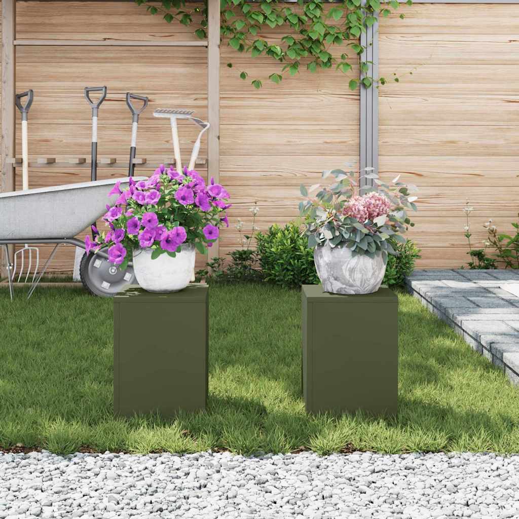 Βάση φυτών 2 pcs Λαδί 24 x 24 x 35 εκ. Ατσάλι
