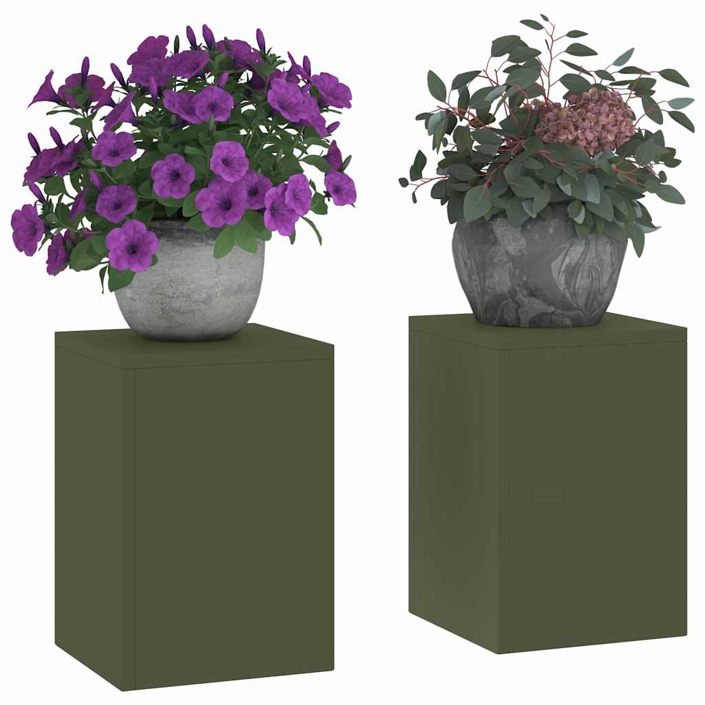 Βάση φυτών 2 pcs Λαδί 24 x 24 x 35 εκ. Ατσάλι