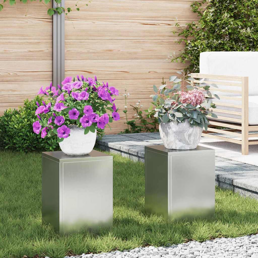 Βάση φυτών 2 pcs Ασημί 24 x 24 x 35 εκ. Γαλβανισμένος χάλυβας - Pakobazaar