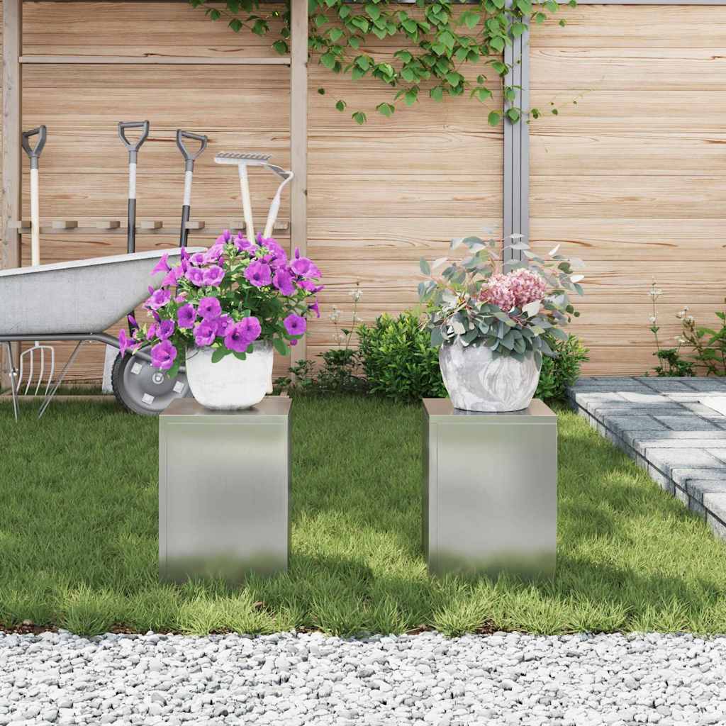 Βάση φυτών 2 pcs Ασημί 24 x 24 x 35 εκ. Γαλβανισμένος χάλυβας - Pakobazaar
