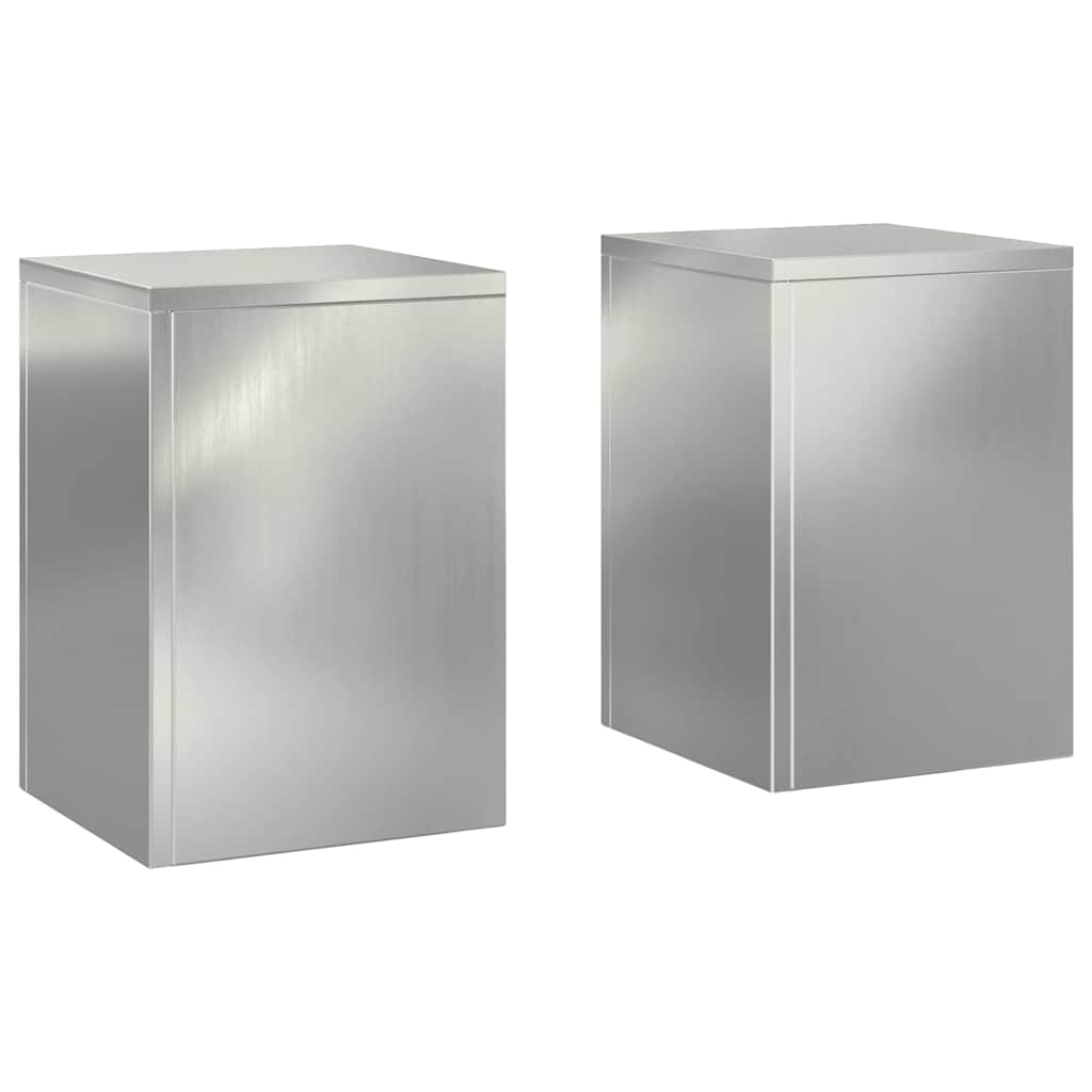 Βάση φυτών 2 pcs Ασημί 24 x 24 x 35 εκ. Γαλβανισμένος χάλυβας - Pakobazaar