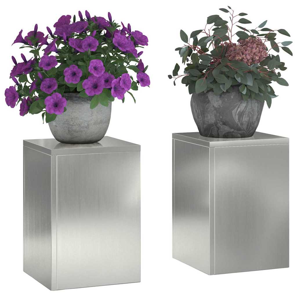 Βάση φυτών 2 pcs Ασημί 24 x 24 x 35 εκ. Γαλβανισμένος χάλυβας - Pakobazaar