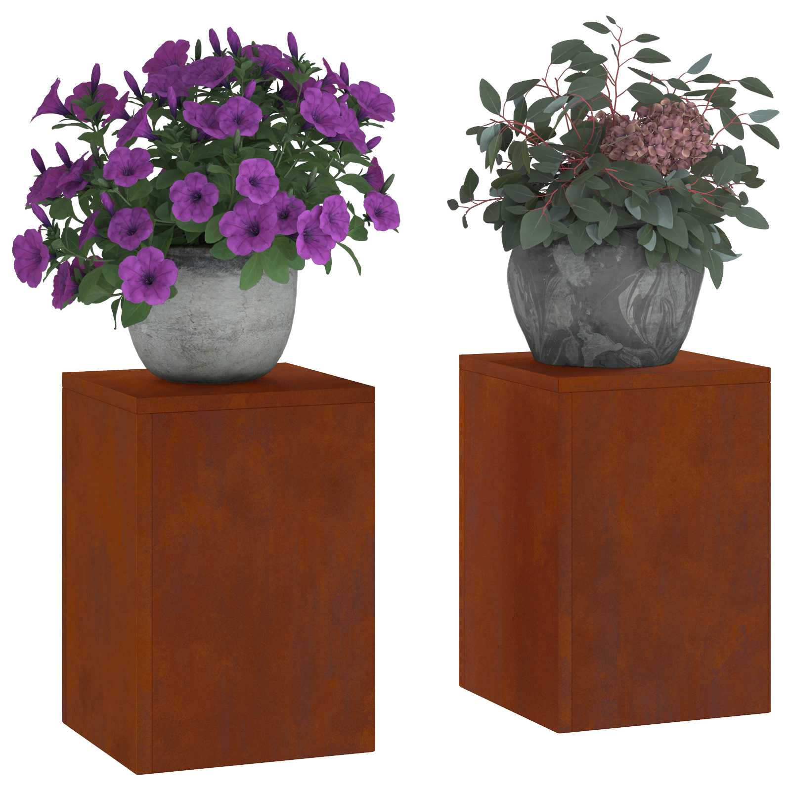 Βάση φυτών 2 pcs Σκ rusty 24 x 24 x 35 εκ. - Pakobazaar