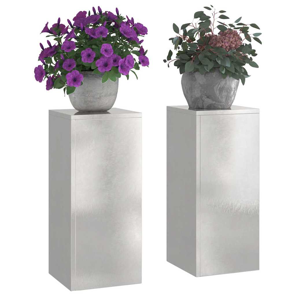 Βάση φυτών 2 pcs Ασημί 24 x 24 x 55 εκ. Ανοξείδωτο ατσάλι