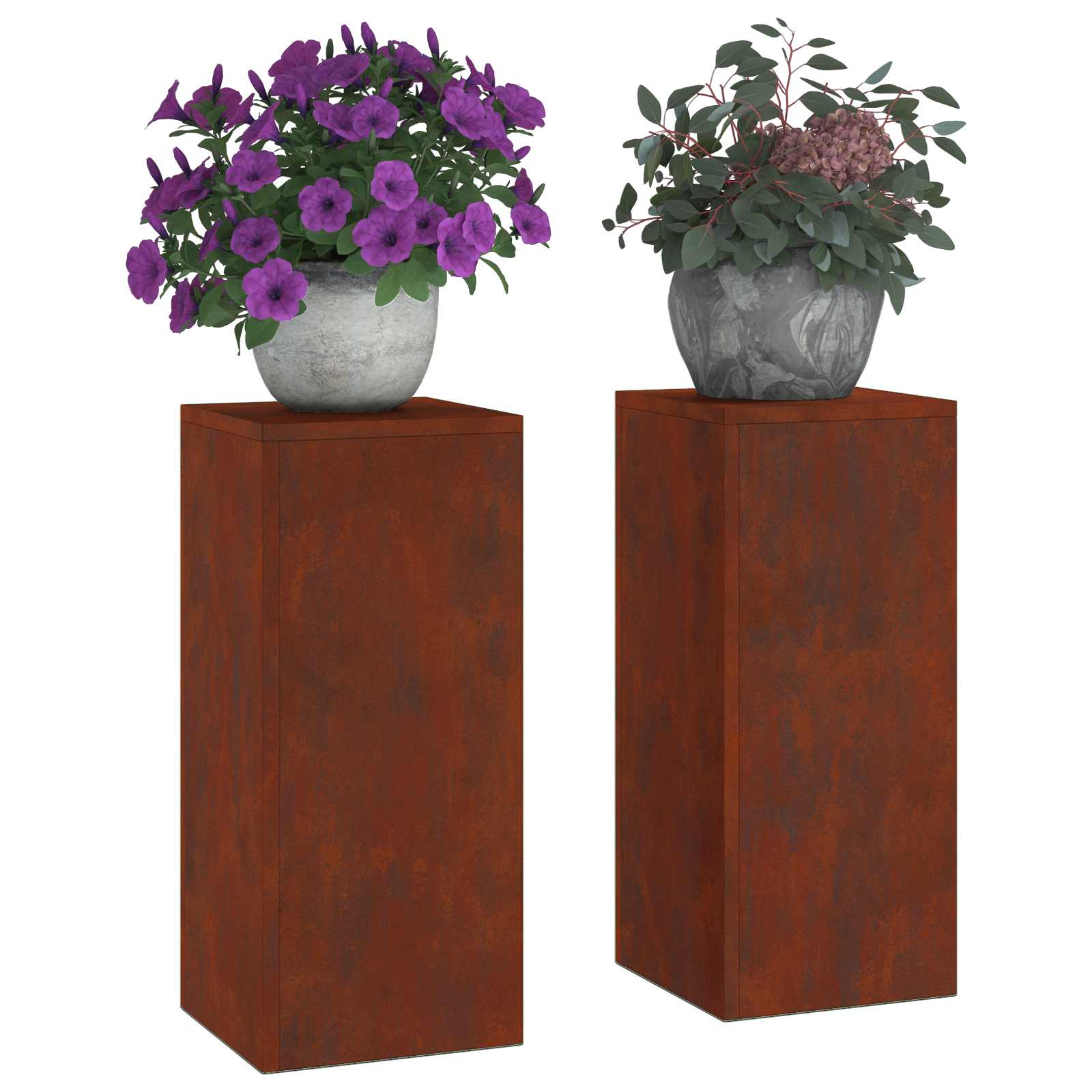 Βάση φυτών 2 pcs Σκ rusty 24 x 24 x 55 εκ. - Pakobazaar