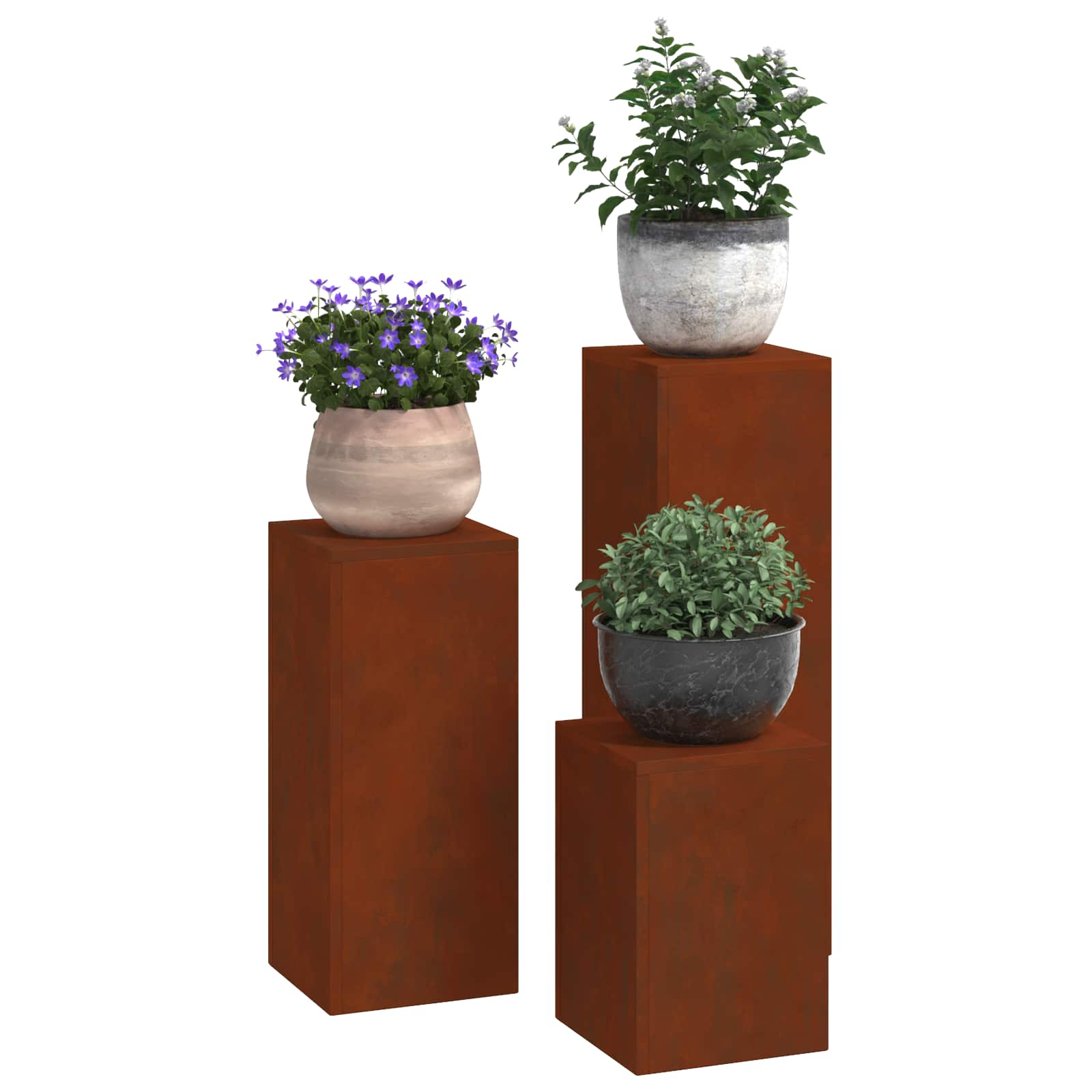 Βάση φυτών 3 pcs Σκ rusty Ατσάλι Σκληρυθέν στον Αέρα - Pakobazaar
