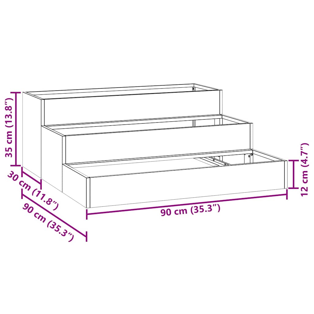 Γλάστρα Κήπου Ασημί 90 x 90 x 35 εκ Ανοξείδωτο ατσάλι