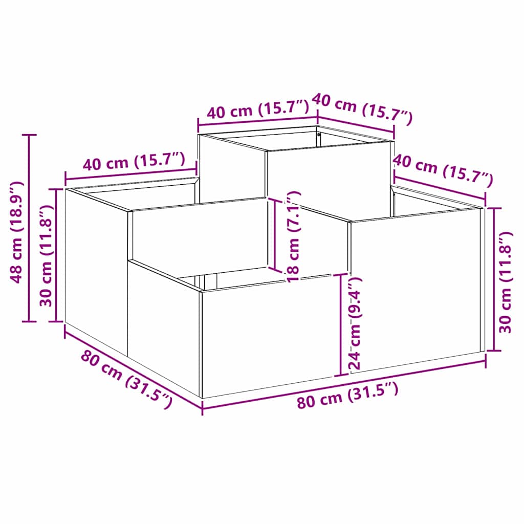 Γλάστρα Κήπου Ανθρακί 80 x 80 x 48 εκ. Ατσάλι - Pakobazaar