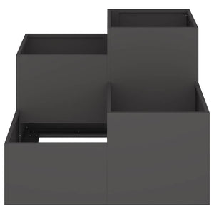 Γλάστρα Κήπου Μαύρο 80 x 80 x 60 εκ. Ατσάλι - Pakobazaar