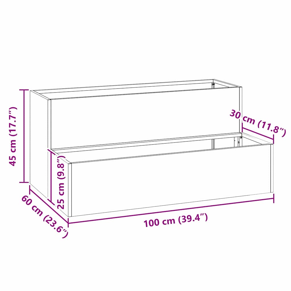 Γλάστρα Κήπου Σκ rusty 100 x 60 x 45 εκ - Pakobazaar