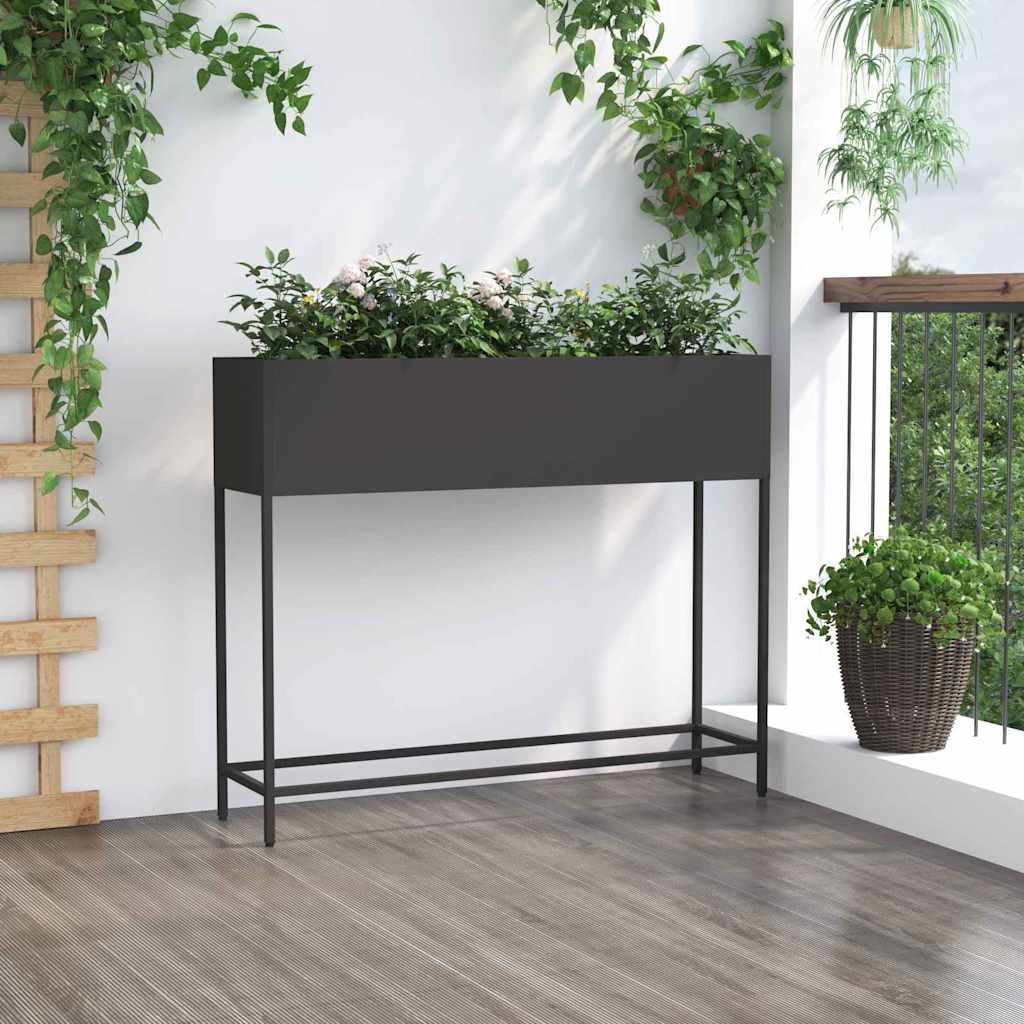 Υψωμένη Γλάστρα Κήπου Μαύρο 100 x 26 x 82 εκ Ατσάλι