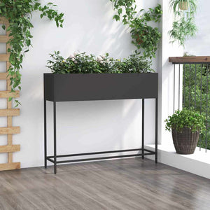 Υψωμένη Γλάστρα Κήπου Μαύρο 100 x 26 x 82 εκ Ατσάλι