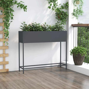 Υψωμένη Γλάστρα Κήπου Ανθρακί 100 x 26 x 82 εκ Ατσάλι