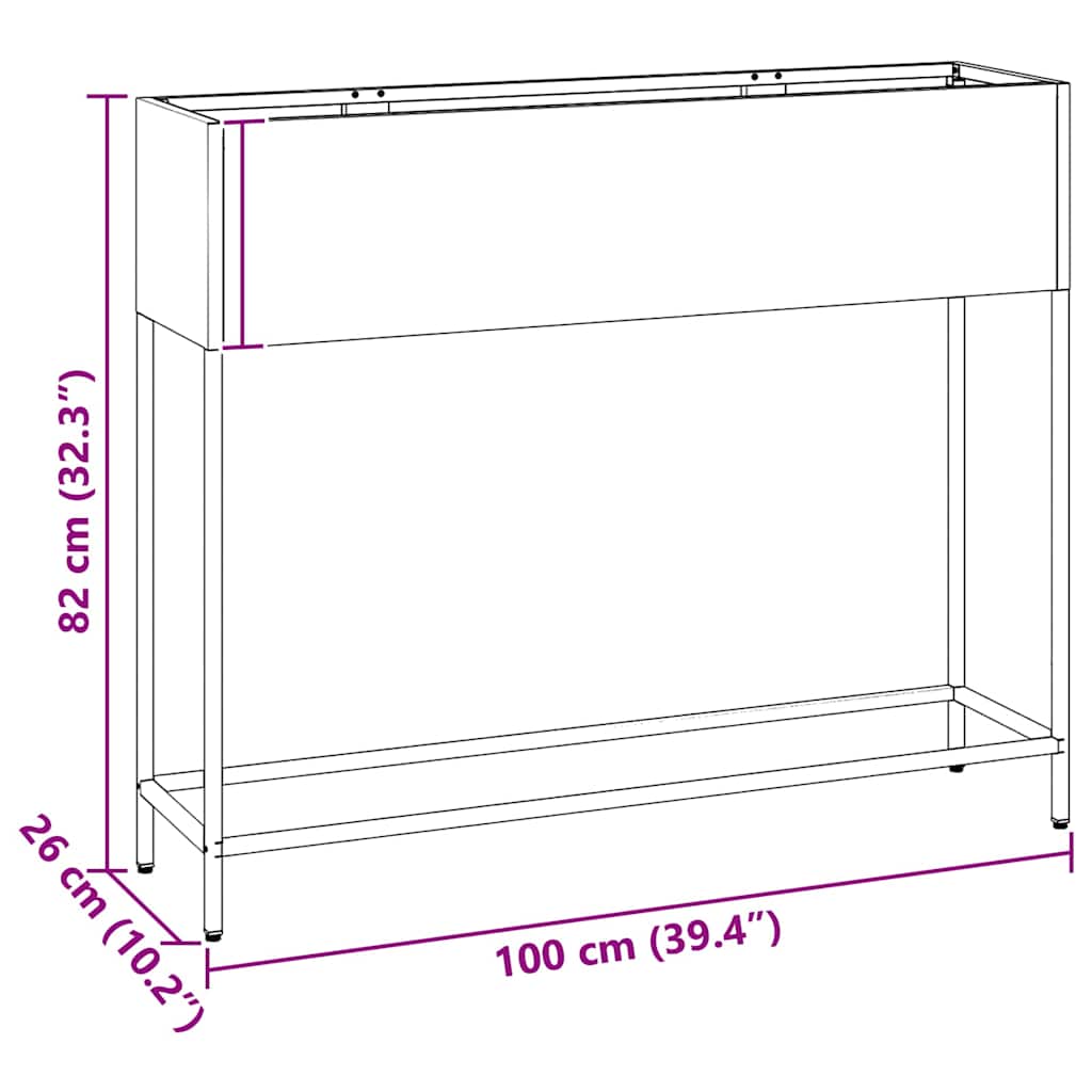 Υψωμένη Γλάστρα Κήπου Ανθρακί 100 x 26 x 82 εκ Ατσάλι