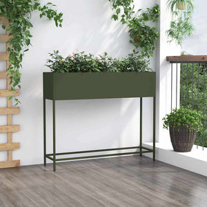 Υψωμένη Γλάστρα Κήπου Λαδί 100 x 26 x 82 εκ Ατσάλι - Pakobazaar