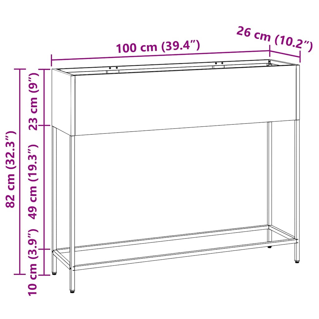 Υψωμένη Γλάστρα Κήπου Ασημί 100 x 26 x 82 εκ