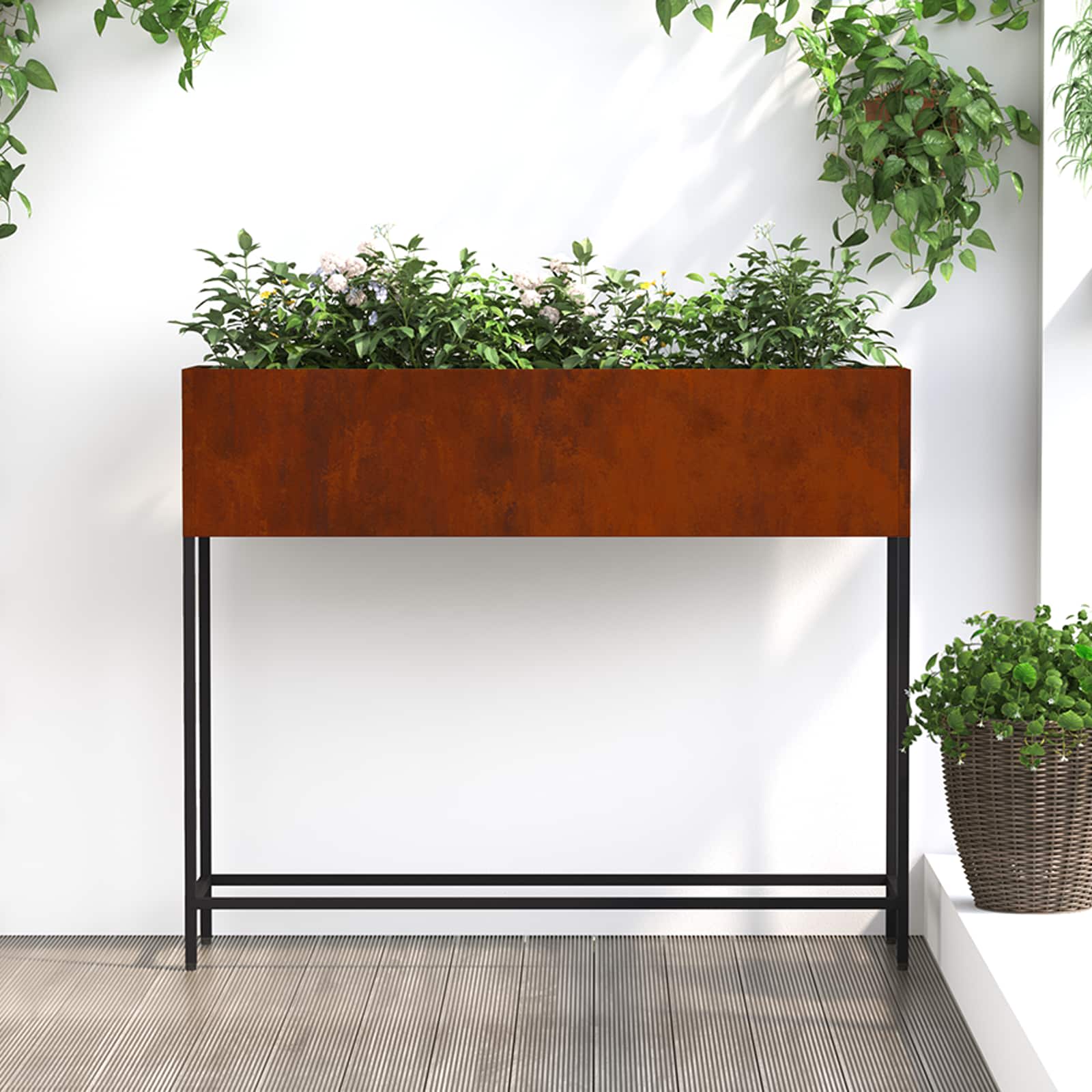 Υψωμένη Γλάστρα Κήπου Σκ rusty 100 x 26 x 82 εκ - Pakobazaar