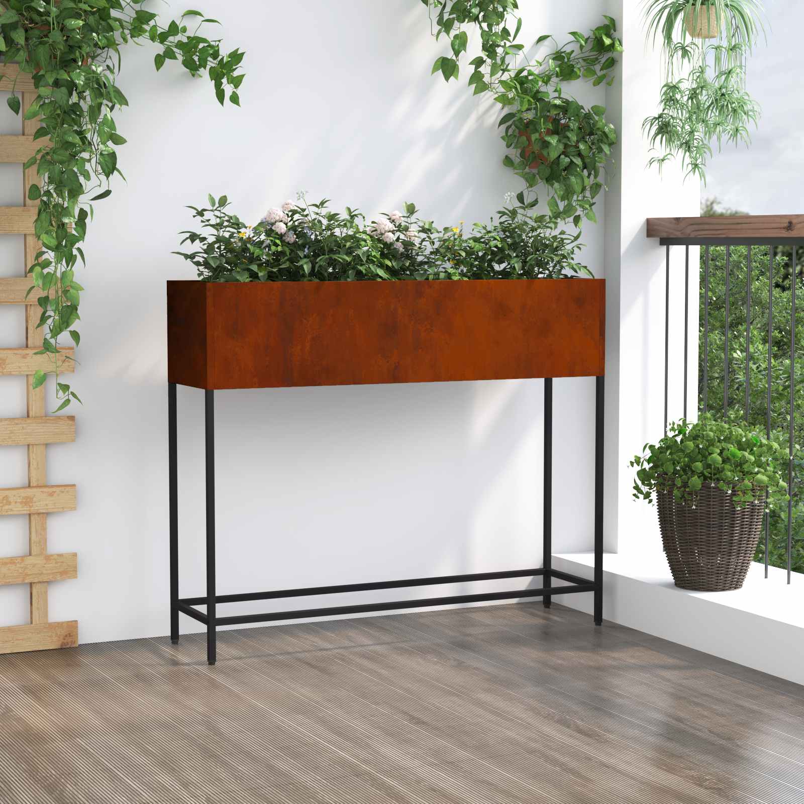 Υψωμένη Γλάστρα Κήπου Σκ rusty 100 x 26 x 82 εκ - Pakobazaar