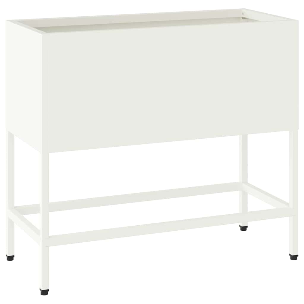 Υψωμένη Γλάστρα Κήπου Λευκό 60 x 26 x 45 εκ Ατσάλι