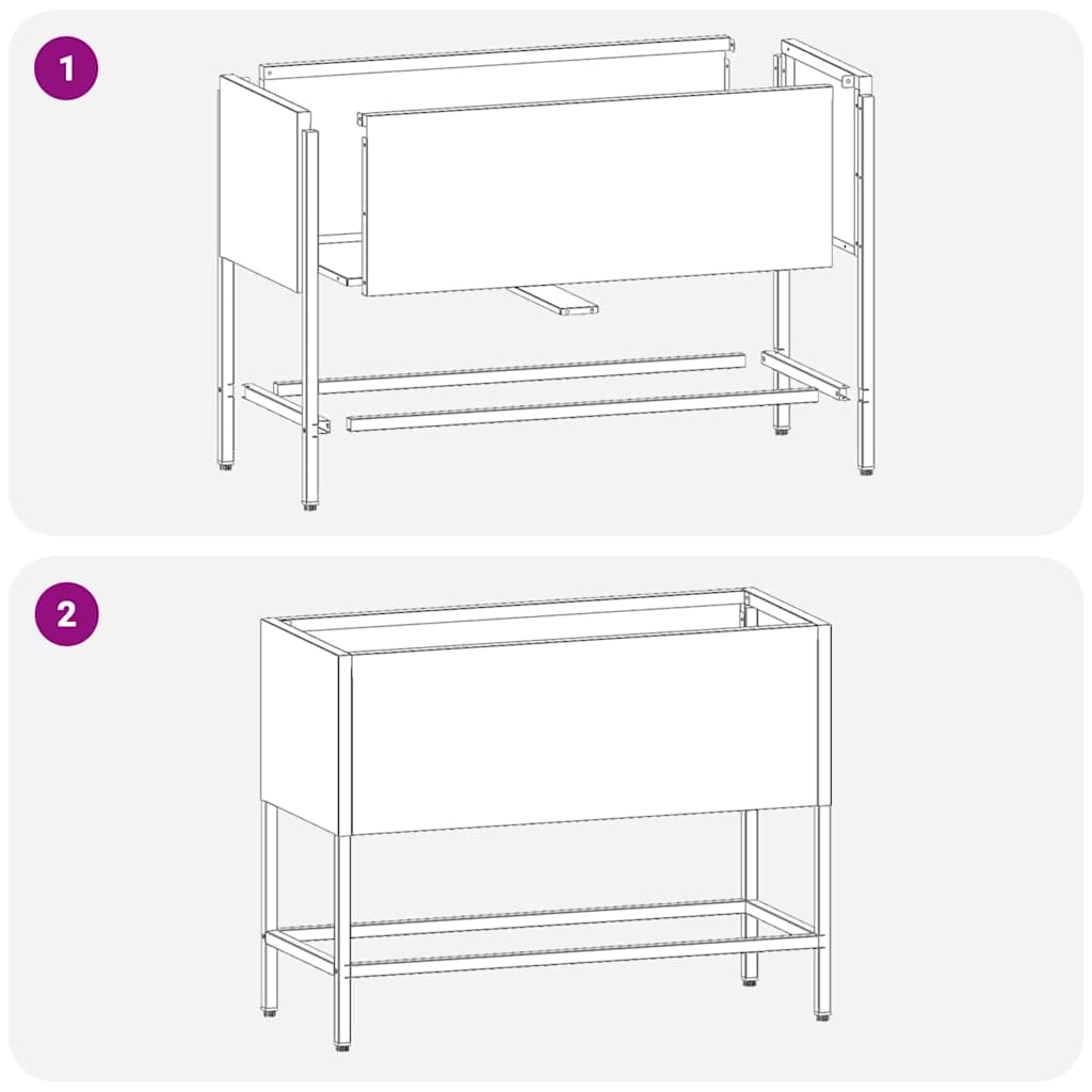 Υψωμένη Γλάστρα Κήπου Ασημί 60 x 26 x 45 εκ