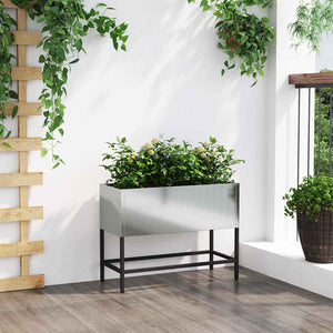 Υψωμένη Γλάστρα Κήπου Ασημί 60 x 26 x 45 εκ