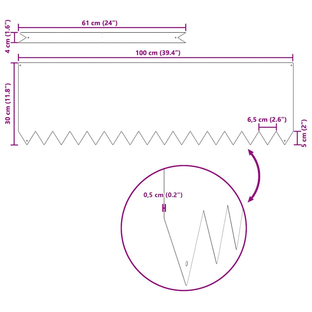 Περίγραμμα γκαζόν 10 pcs Ανθρακί 100 x 0.05 x 20 εκ