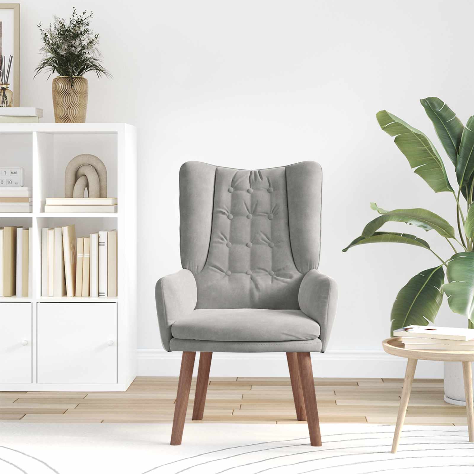Πολυθρόνα Ανοιχτό γκρι 63 x 67 x 94 εκ. Βελούδο - Pakobazaar