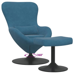 Αυγό Καρέκλα με Σκαμνί with Footstool Μπλε Βελούδο - Pakobazaar