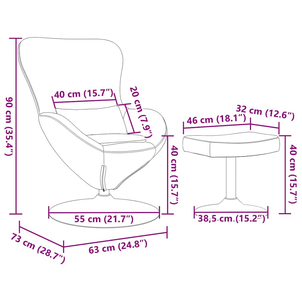 Αυγό Καρέκλα με Σκαμνί with Footstool Μπλε Βελούδο - Pakobazaar